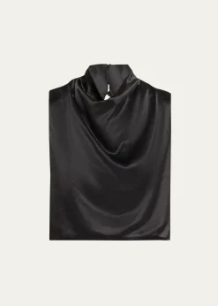 AEXAESilk Cowl-Neck Top