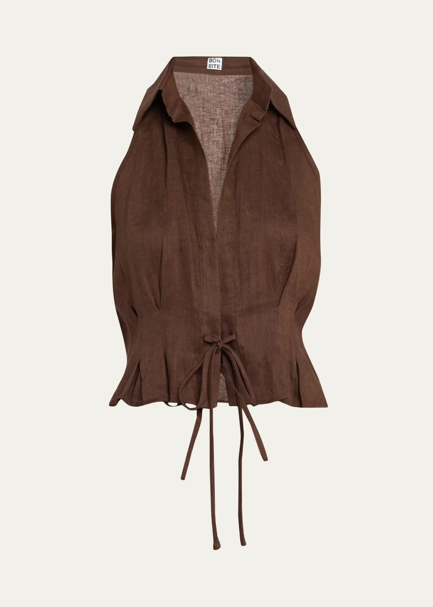 AEXAESleeveless Linen Drawstring Top