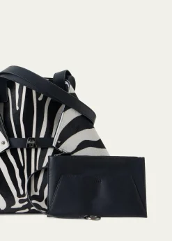 AkrisAi Medium Zebra-Print Top-Handle Tote Bag