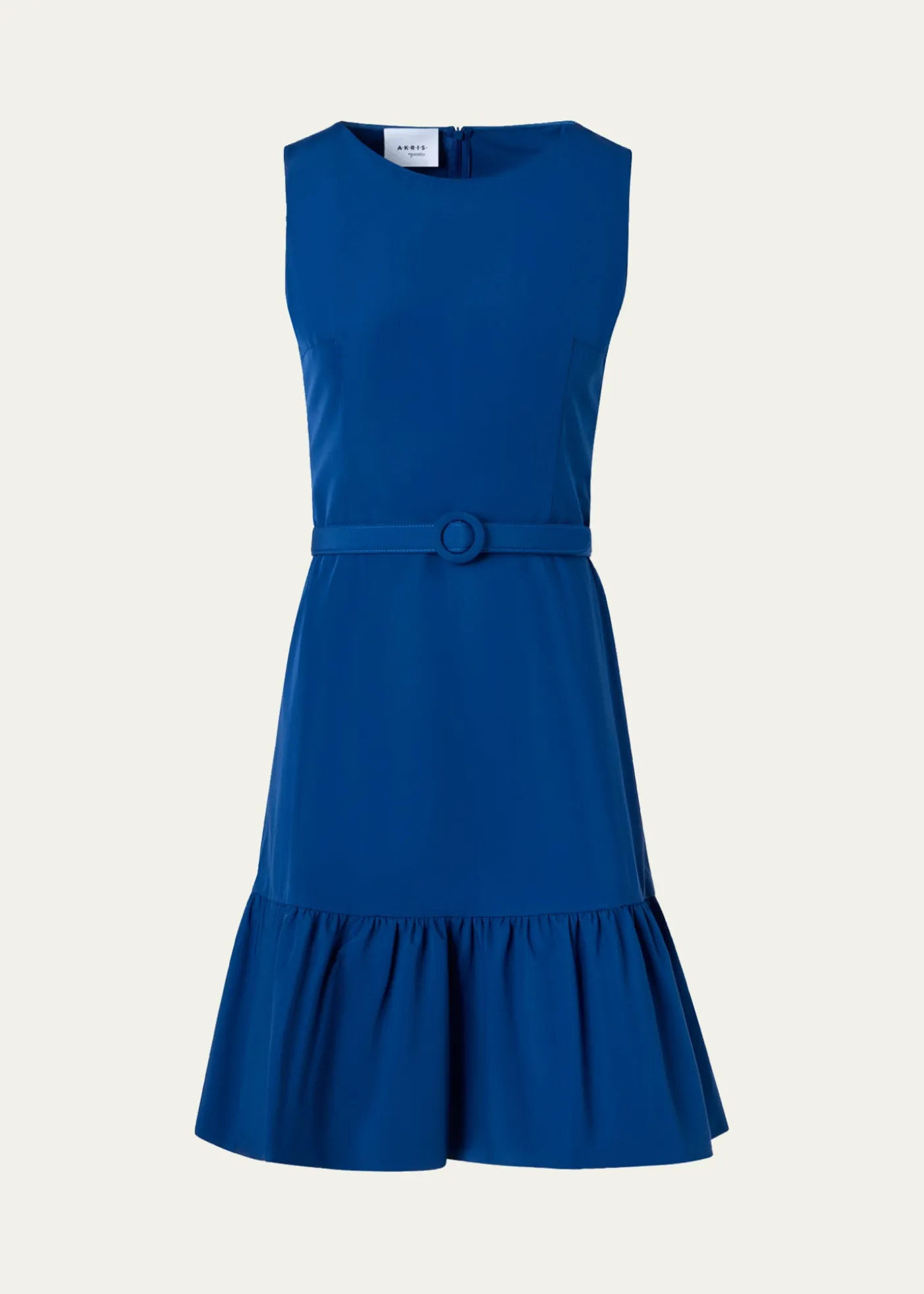 Akris puntoSleeveless Belted Ruffle Knee-Length Dress