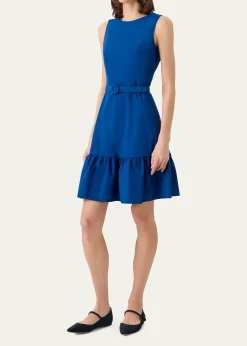 Akris puntoSleeveless Belted Ruffle Knee-Length Dress