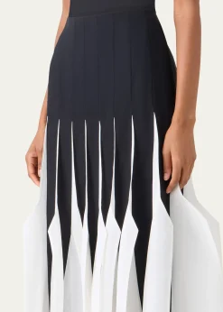 AkrisRibbon Inset Panama Silk Organza Midi Skirt
