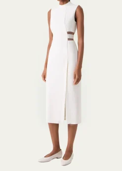 AkrisSleeveless Waist-Inset Side-Slit Midi Dress