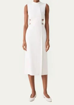 AkrisSleeveless Waist-Inset Side-Slit Midi Dress