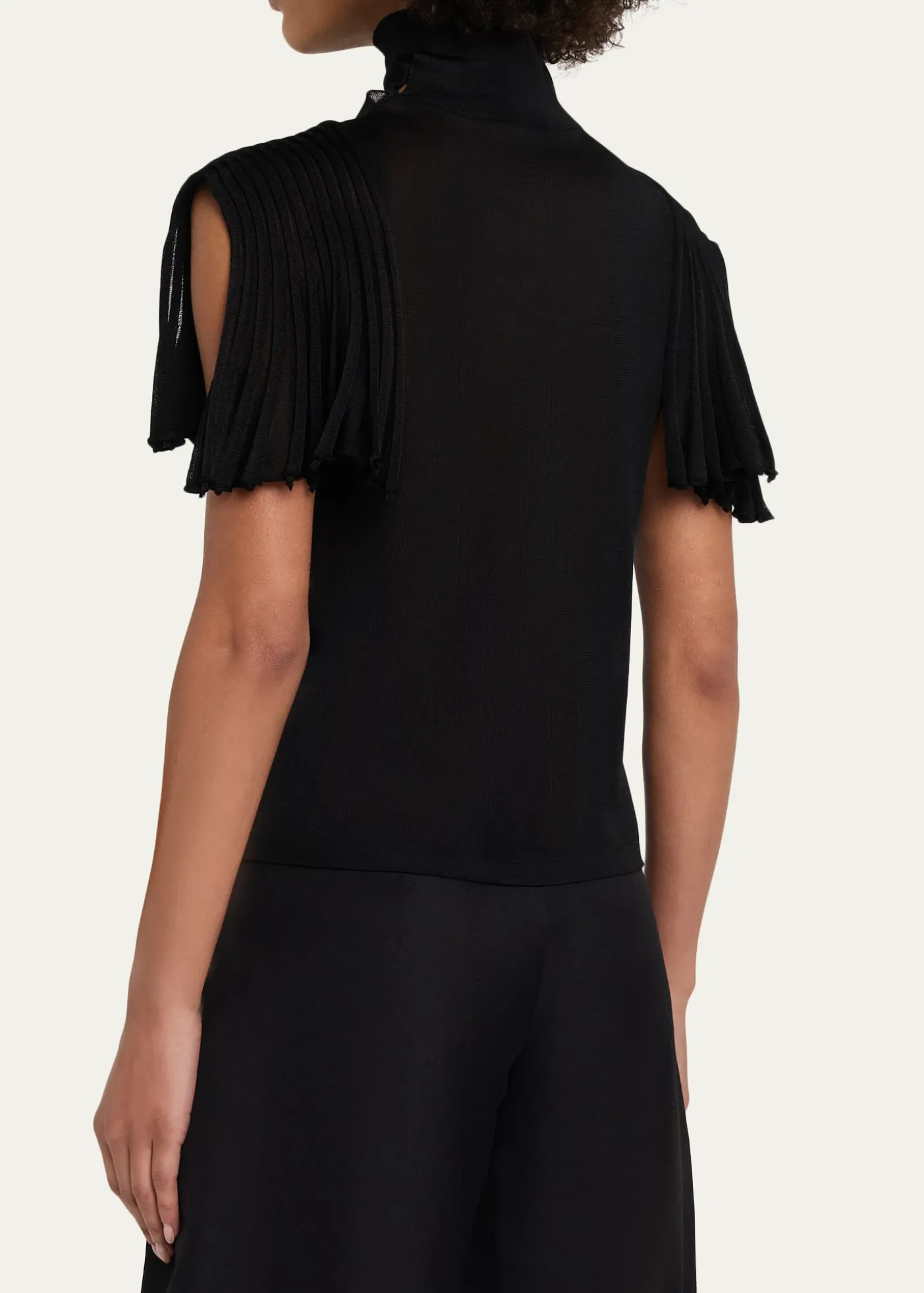 ALAIAGodet-Sleeve Turtleneck Top