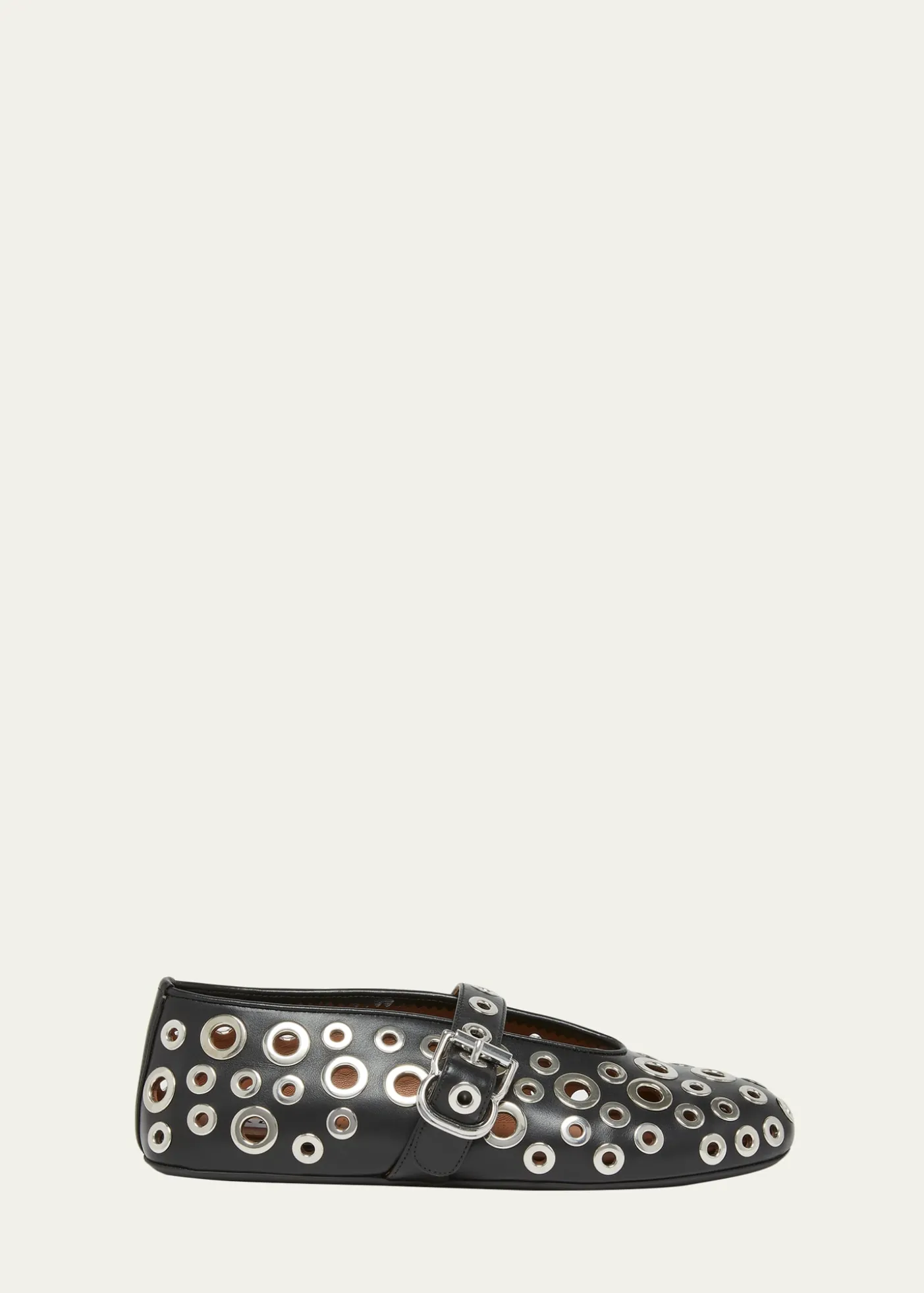 ALAIAGrommet Leather Ballet Flats