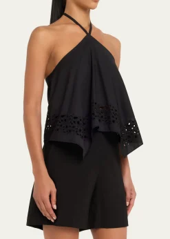 A.L.C.Aleia Cotton Eyelet Halter Top
