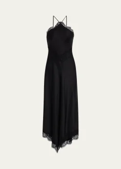 A.L.C.Lucia Lace Satin Halter Midi Dress