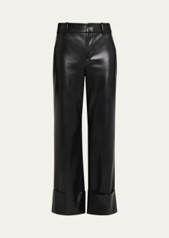 ALICE + OLIVIAAlexander Vegan Leather Cuffed Pants