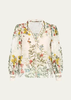 ALICE + OLIVIACharis Floral Button-Front Blouse