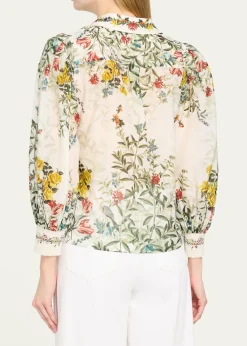 ALICE + OLIVIACharis Floral Button-Front Blouse