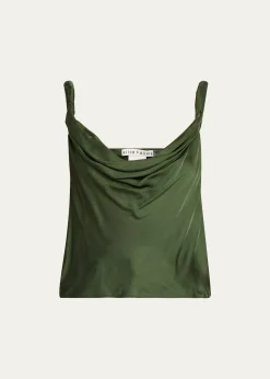 ALICE + OLIVIAMonique Twisted-Strap Satin Tank Top