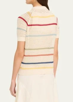 Alix of BohemiaLessi Stripe Crochet Polo Top