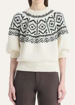 AltuzarraHoward Fair Isle Short Puff-Sleeve Sweater
