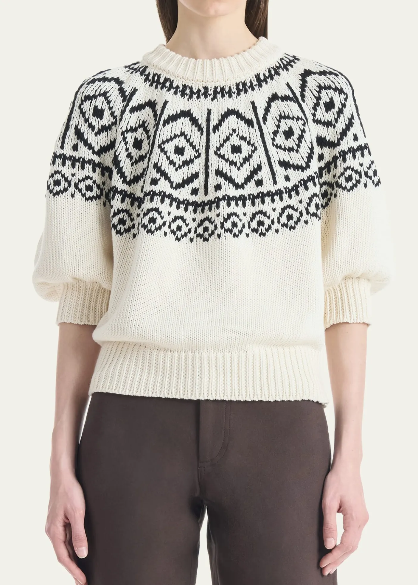 AltuzarraHoward Fair Isle Short Puff-Sleeve Sweater