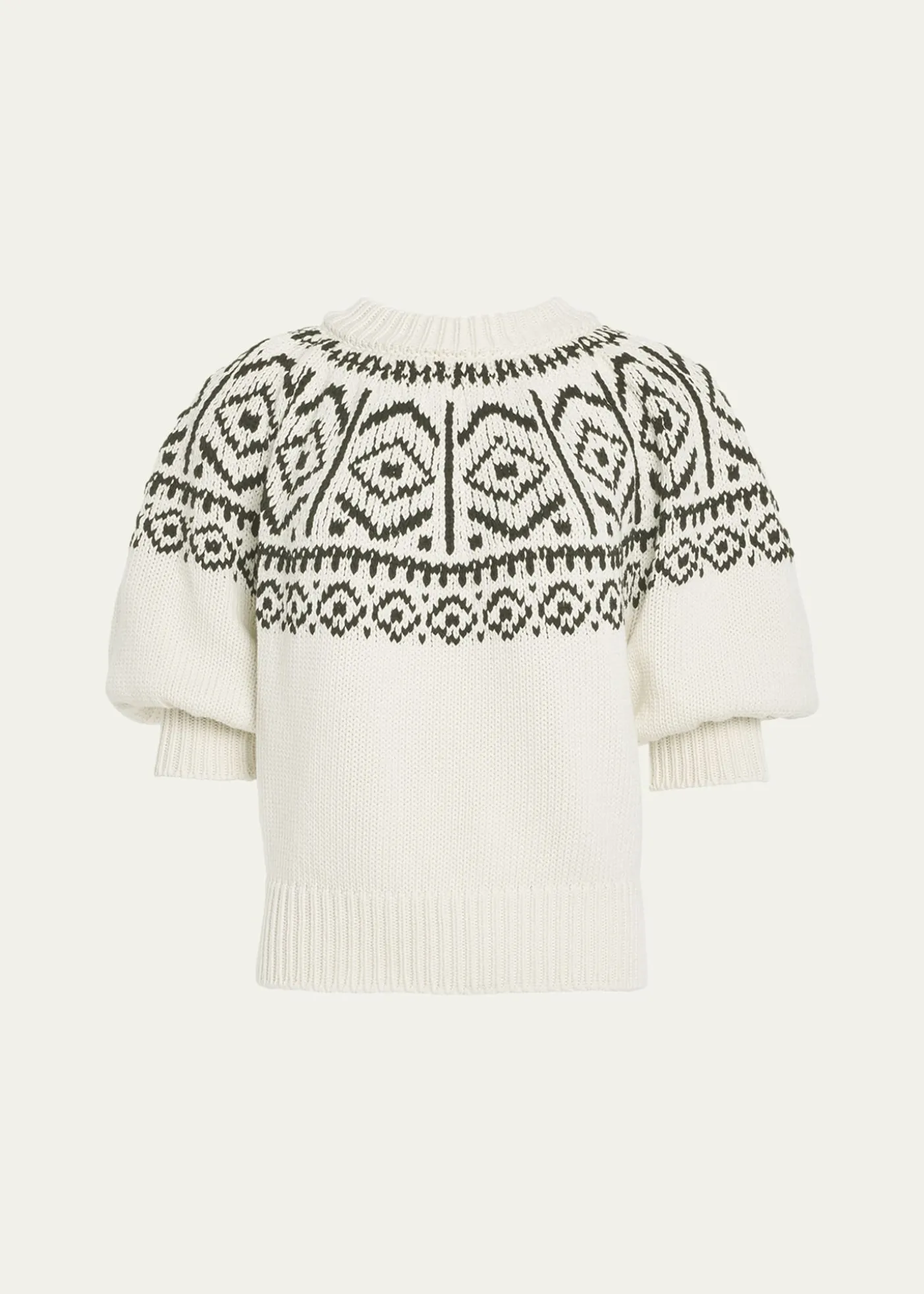 AltuzarraHoward Fair Isle Short Puff-Sleeve Sweater