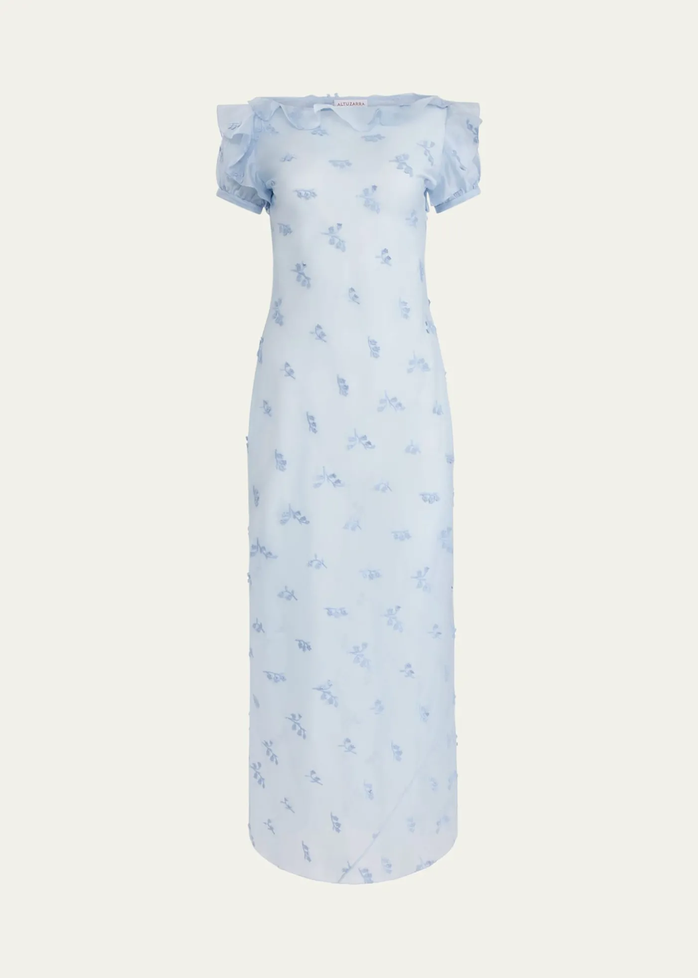 AltuzarraLafont Floral Embroidered Puff-Sleeve Maxi Dress