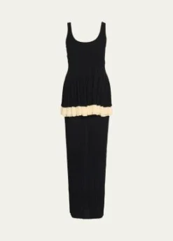 ASHLYNKishi Sleeveless Pleated Knit Layered Dress