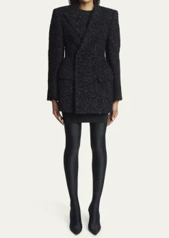 BalenciagaBoucle Double-Breast Hourglass Coat