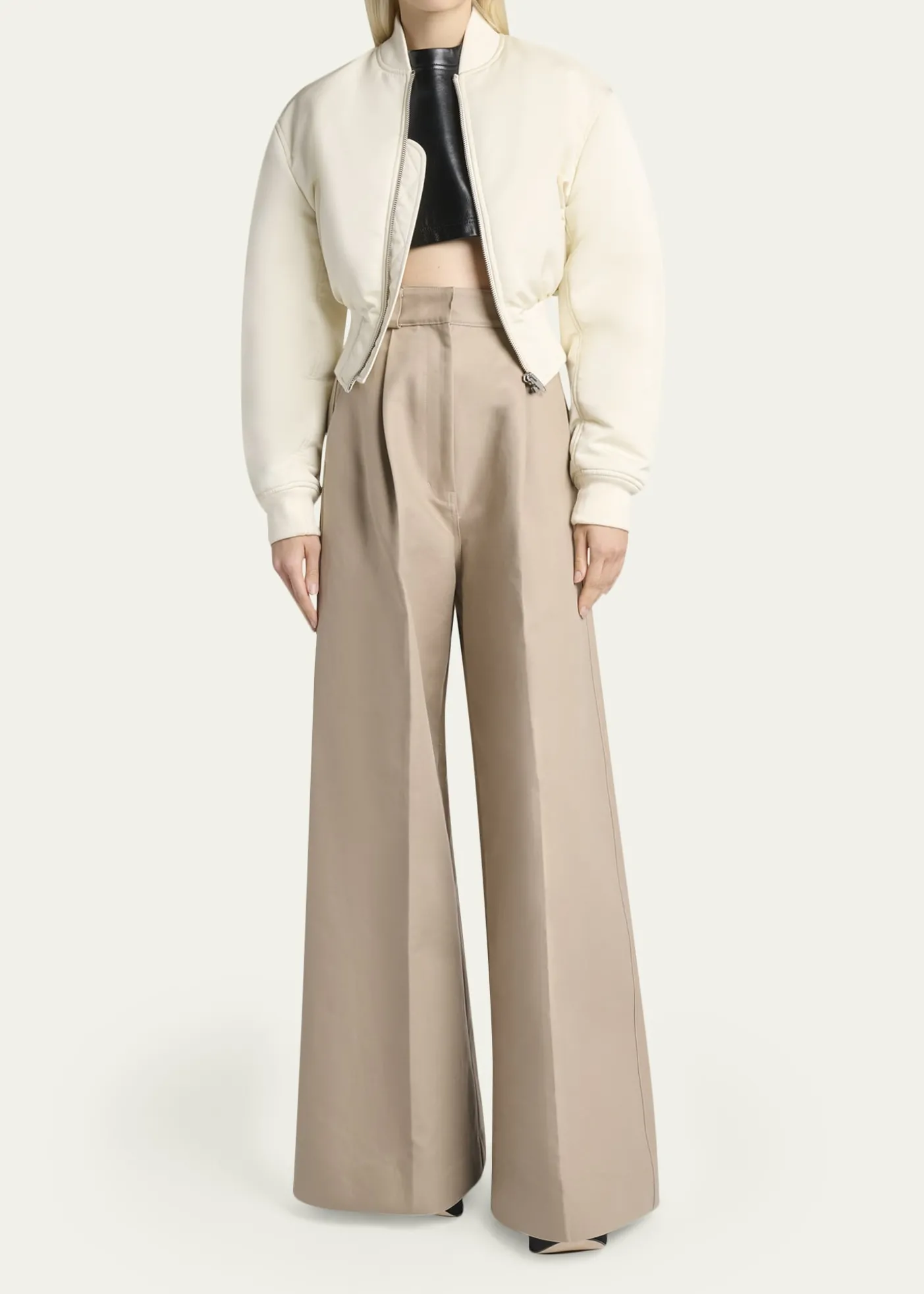 BalenciagaPadded Faille Crop Bomber Jacket