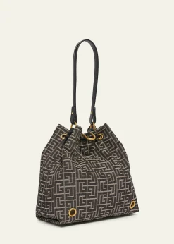 BalmainSync Drawstring Backpack in Monogram Jacquard