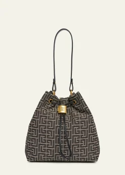 BalmainSync Drawstring Backpack in Monogram Jacquard