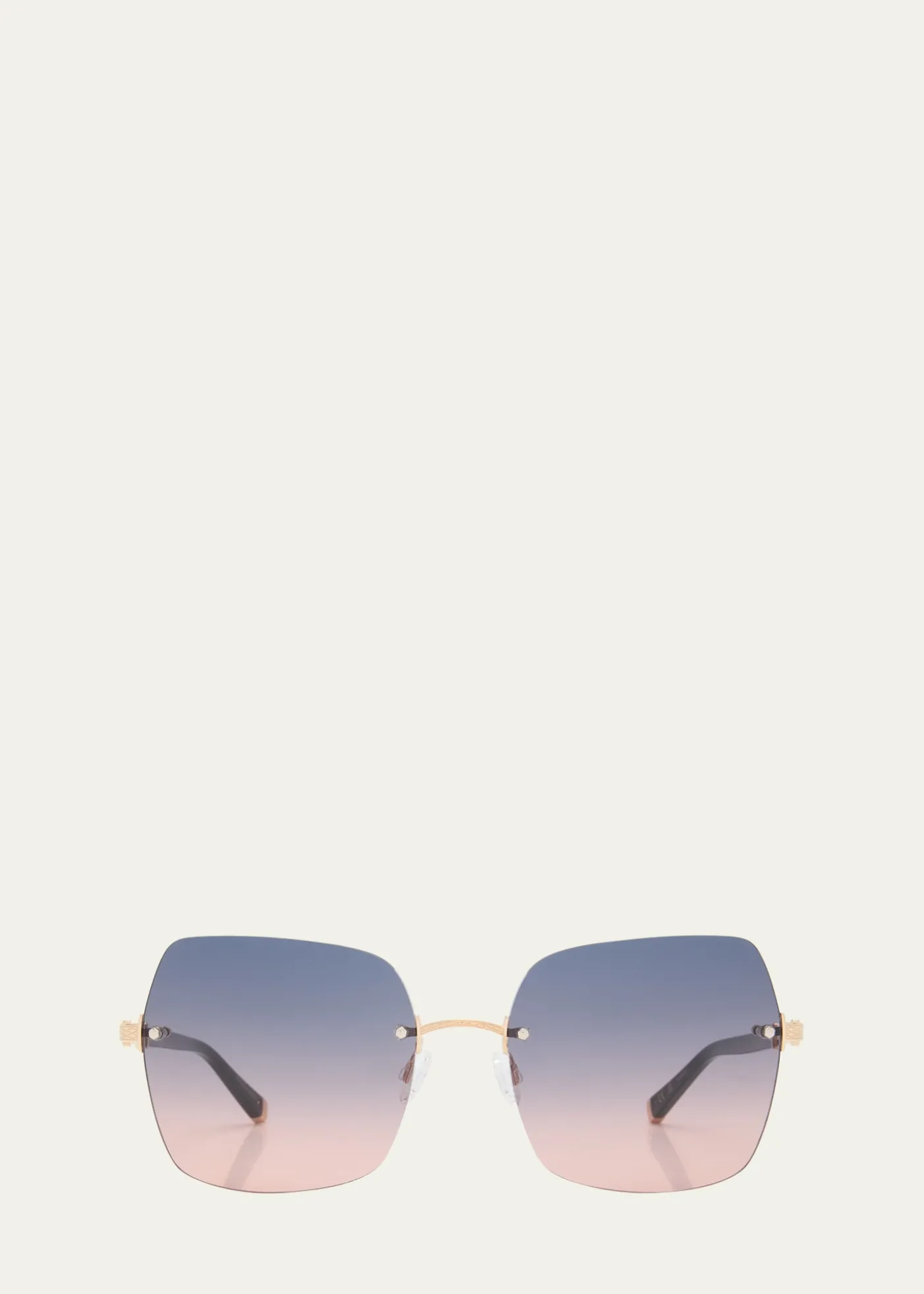 Barton PerreiraAngie Black & Gold Mixed-Media Butterfly Sunglasses