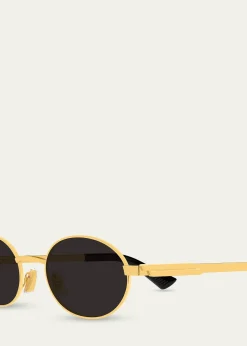 Bottega VenetaBv1470S Golden Metal Oval Sunglasses