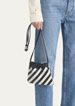 Bottega VenetaDustbag Small Striped Leather Pouch Crossbody Bag