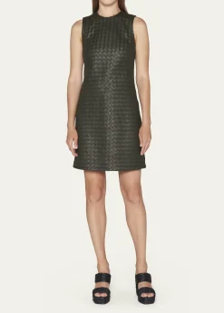 Bottega VenetaLeather Intrecciato Weave Mini Dress