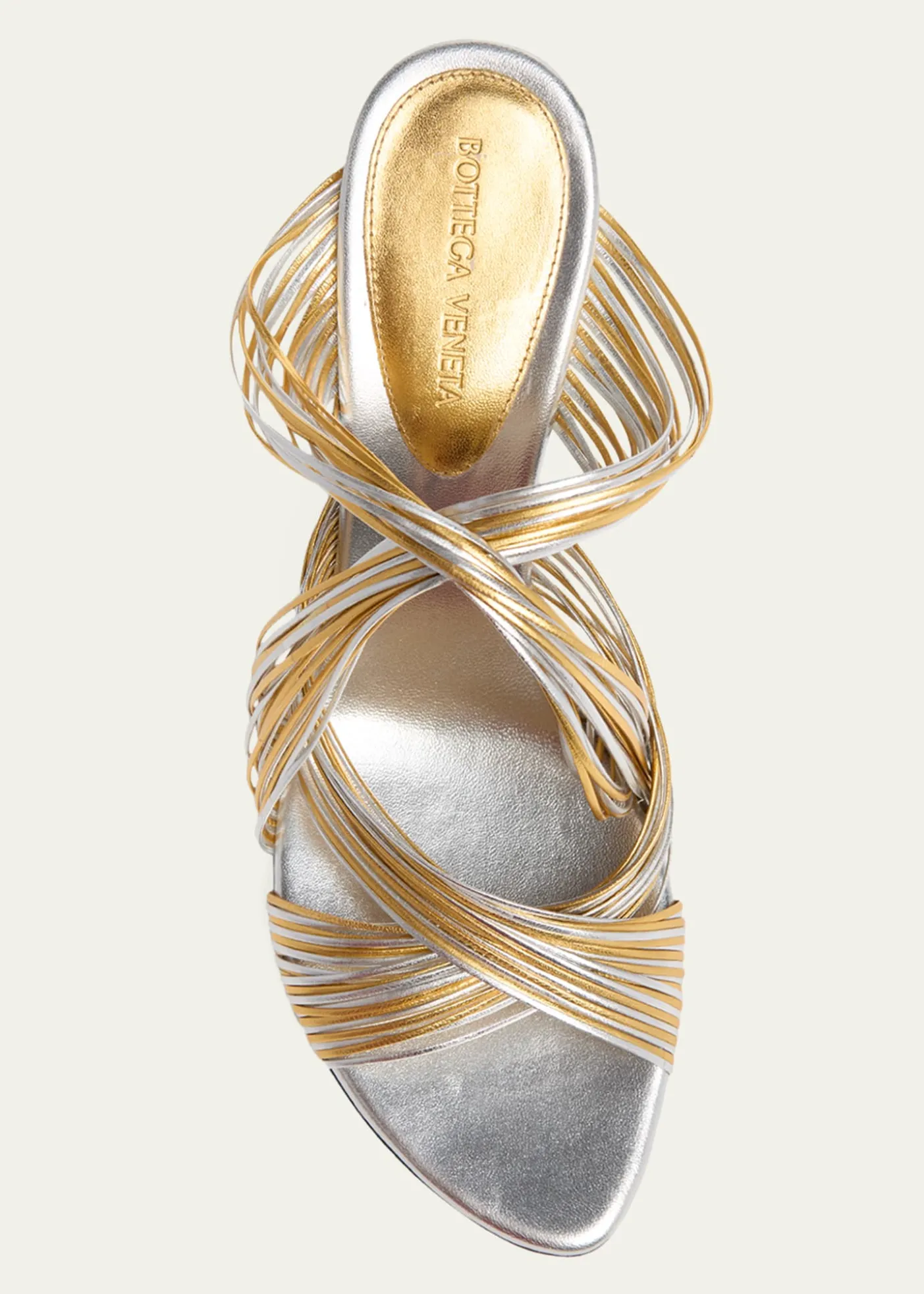 Bottega Veneta90mm Rana Metallic Leather Tubular Mules