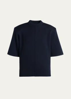 Bottega VenetaTailored Wool Knit Short-Sleeve Sweater