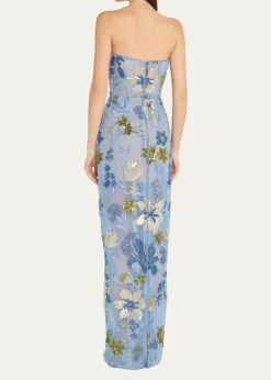 Bronx BancoDahlia Sequin Floral Column Gown