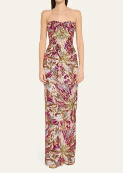 Bronx BancoDahlia Strapless Embroidered Sequin Gown