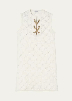 BurberryBrittany Chain Lace-up Crochet Mini Dress