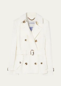 BurberryFoxfield Lace Double-Breasted Short Trench Jacket