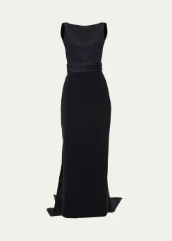 Carolina HerreraSleeveless Silk Column Dress with Train
