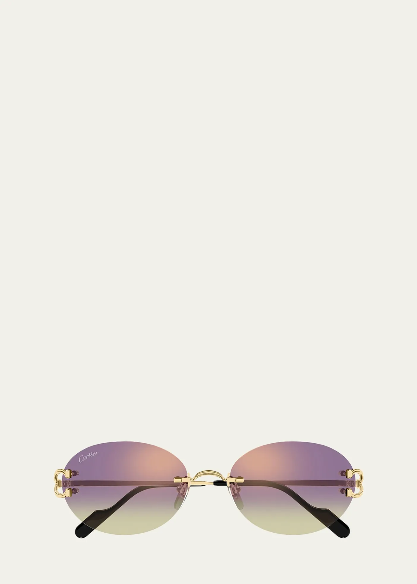CartierClassic C Motif Rimless Round Metal Sunglasses