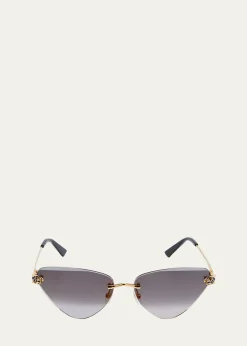 CartierPanthère Rimless Cat-Eye Metal Sunglasses