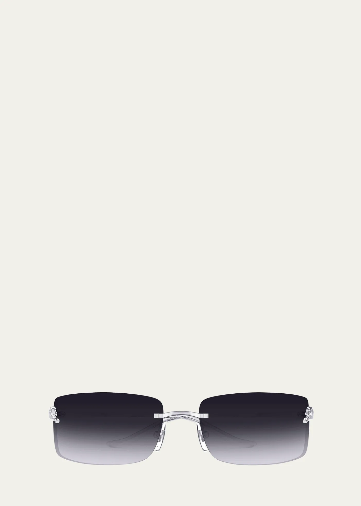 CartierPanthère Rimless Rectangular Sunglasses in Silver Metal