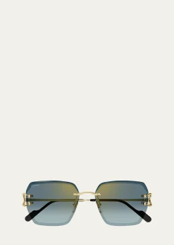 CartierRimless Metal Butterfly Sunglasses