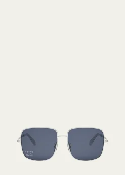 CelineRhinestone Triomphe Metal Square Sunglasses
