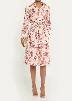 Chiara Boni La Petite RobeBelted Floral-Print Midi Shirtdress