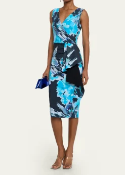 Chiara Boni La Petite RobeDraped Abstract-Print Bodycon Dress