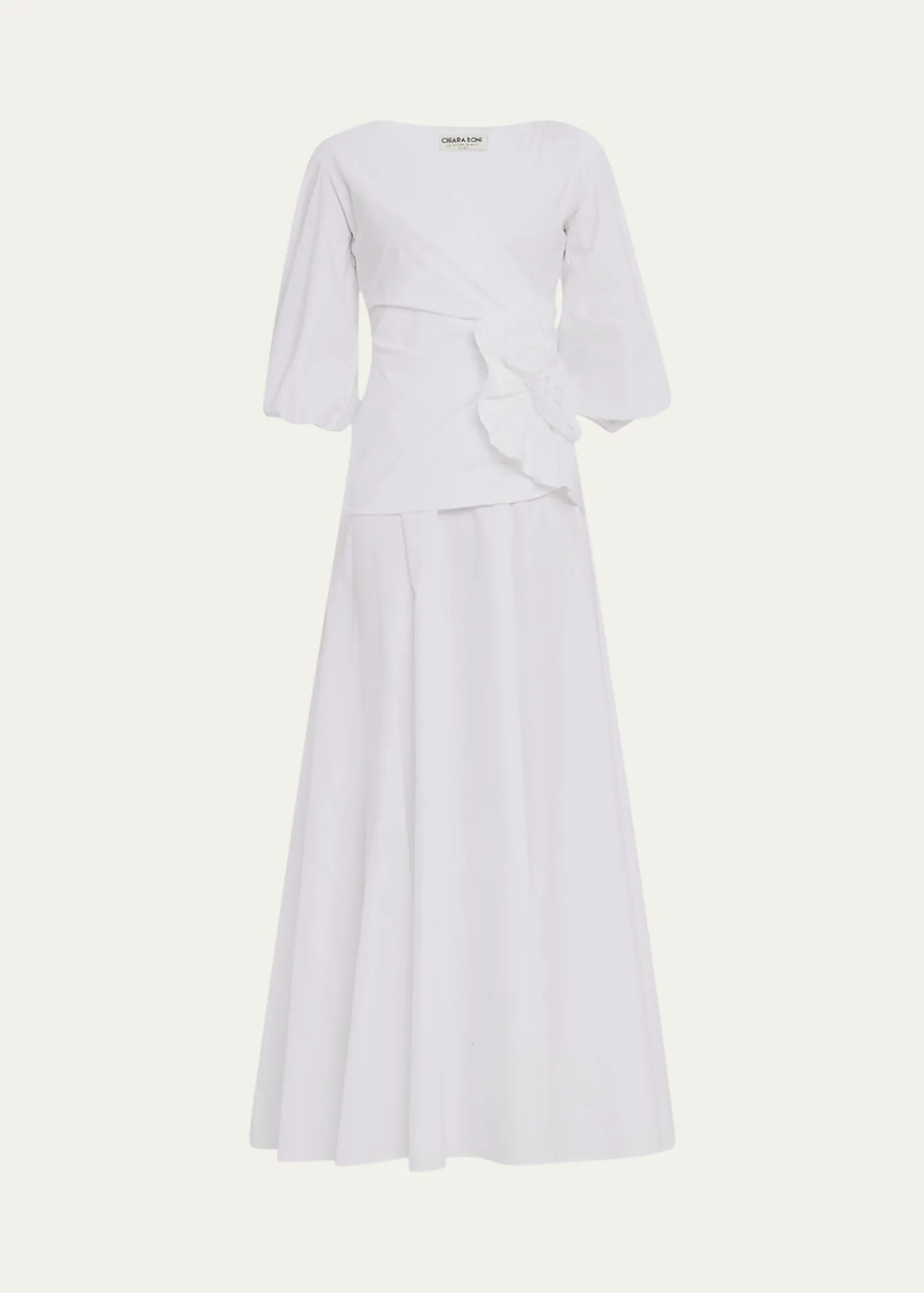 Chiara Boni La Petite RobeFlower-Embellished Stretch Cotton Maxi Dress