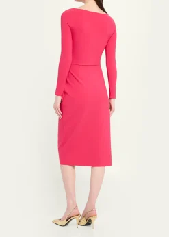 Chiara Boni La Petite RobeGathered Bateau-Neck Midi Sheath Dress