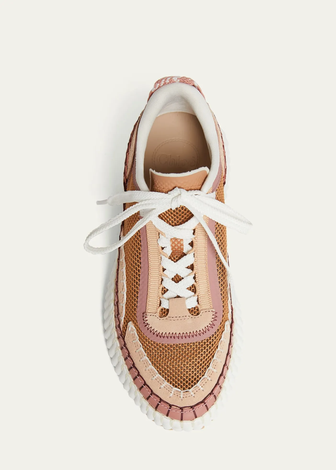 ChloeNama Colorblocked Mesh and Mixed Leather Platform Sneakers