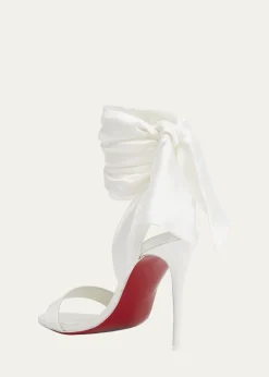 Christian Louboutin100mm Ribbon Ankle-Wrap Stiletto Sandals
