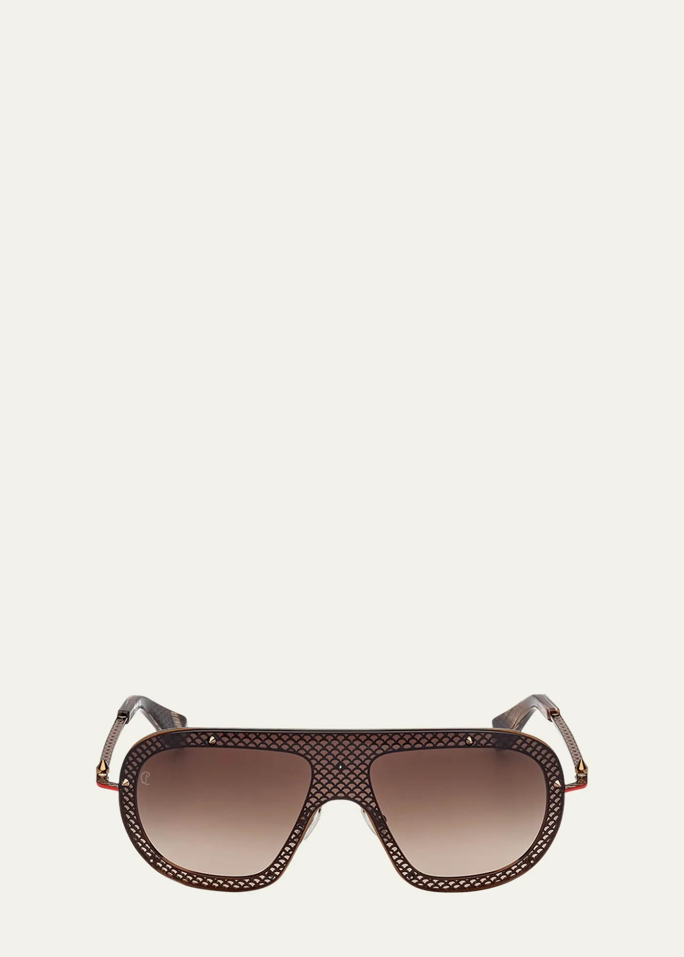 Christian LouboutinStudded Metal Shield Sunglasses