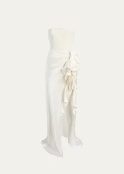 Cinq a SeptDrina Sleeveless Satin Wrap Gown